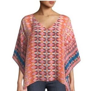 Tolani Briyana 100% Silk Coral Pink
Graphic Print Boho Tunic Blouse 2X
